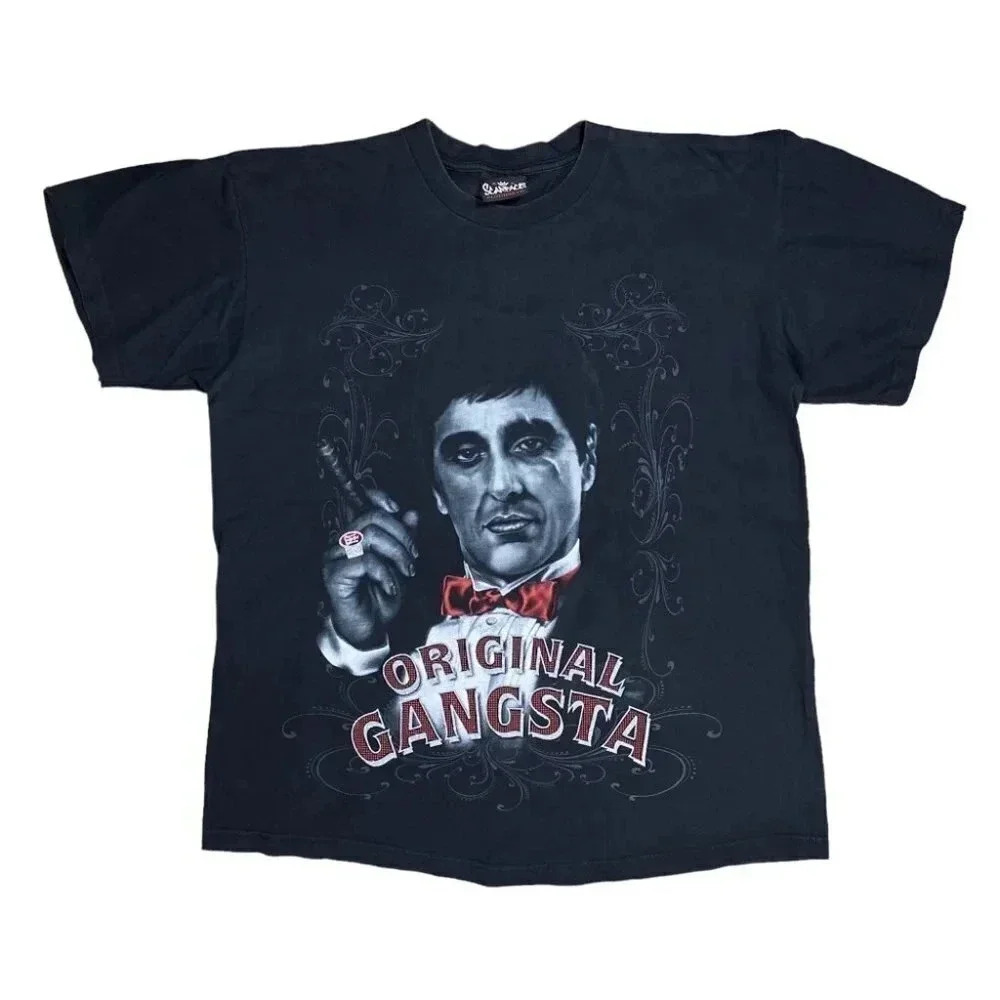Vintage Black 'Original Gangsta' Graphic Tee with Red Accents